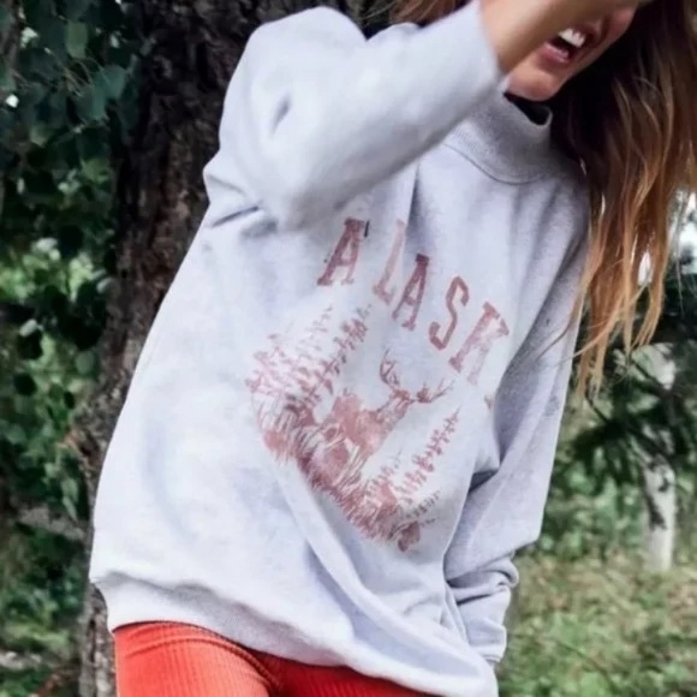 Aerie Alaska Mock Neck Sweatshirt In Gray Color